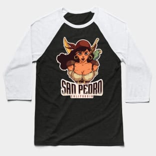 San Pedro California Pirate Girl Baseball T-Shirt